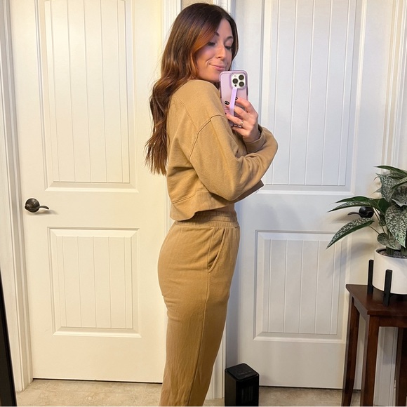 nuuds wideleg sweatpants and cropped sweatshirt set, cinnamon S - Picture 3 of 10